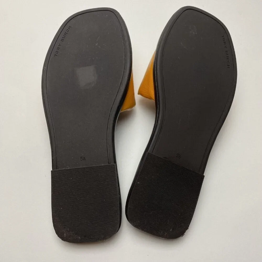 Tory Burch Slide Sandals Mustard Yellow Size 5.5